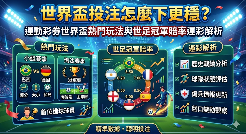 世界盃投注怎麼下更穩？運動彩券世界盃熱門玩法與世足冠軍賠率運彩解析